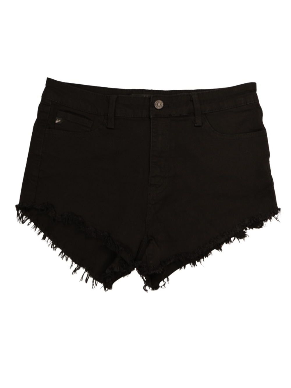 KanCan Black High Rise Cutoff Denim Shorts Women's 11/28 Frayed